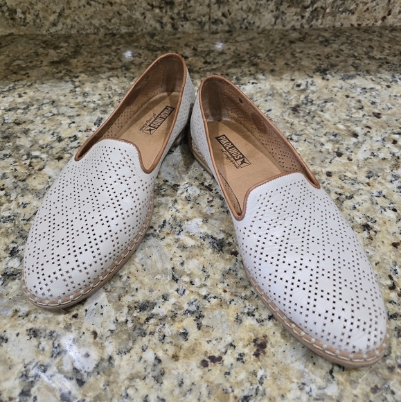 Pikolinos Merida Loafer Slip-on Flats Ivory Eyelet Size 38 (US 8) - Picture 1 of 6
